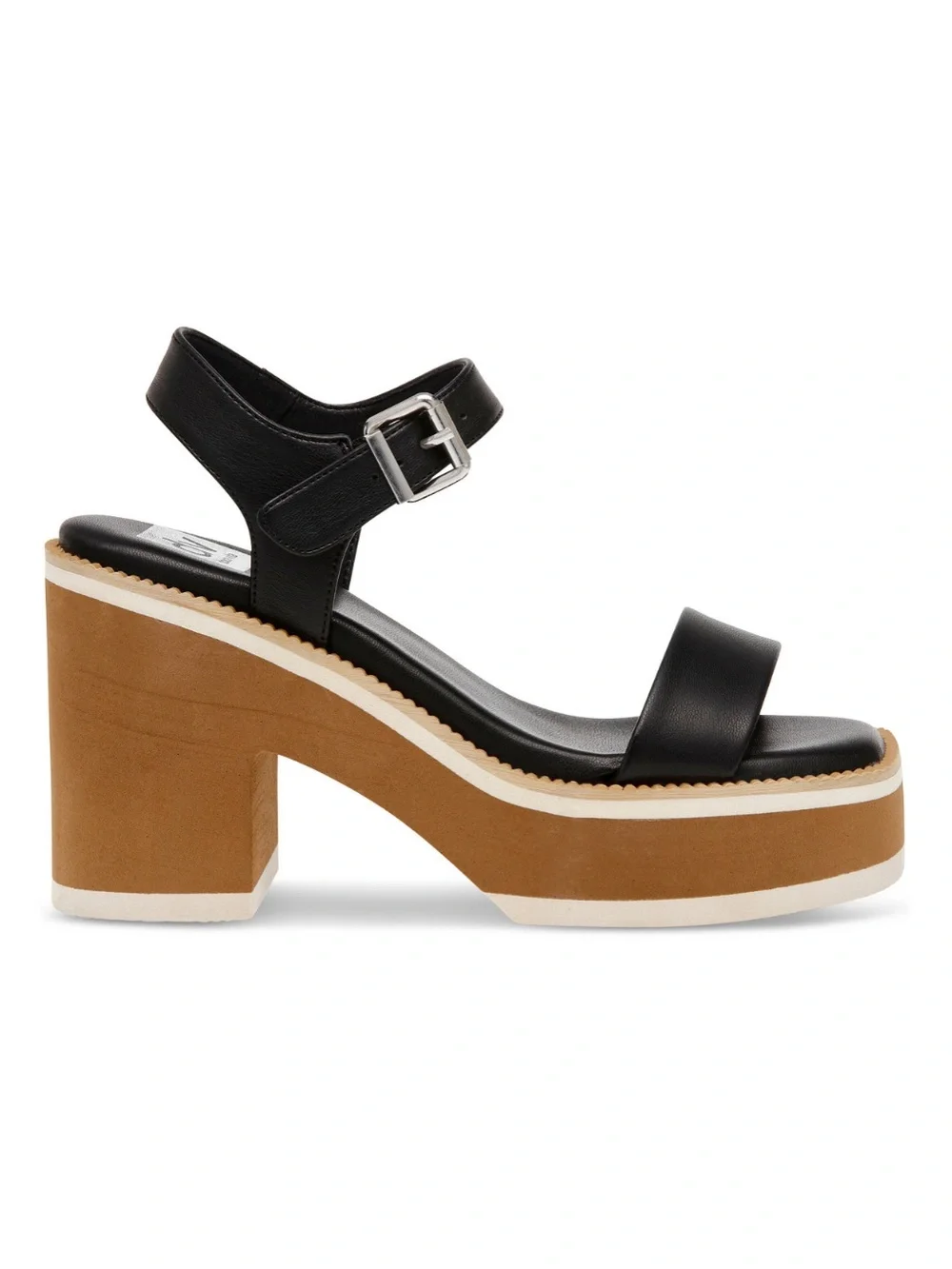 DV Dolce Vita Black Platform Block Heel Sandal with Ankle Strap size 8.5